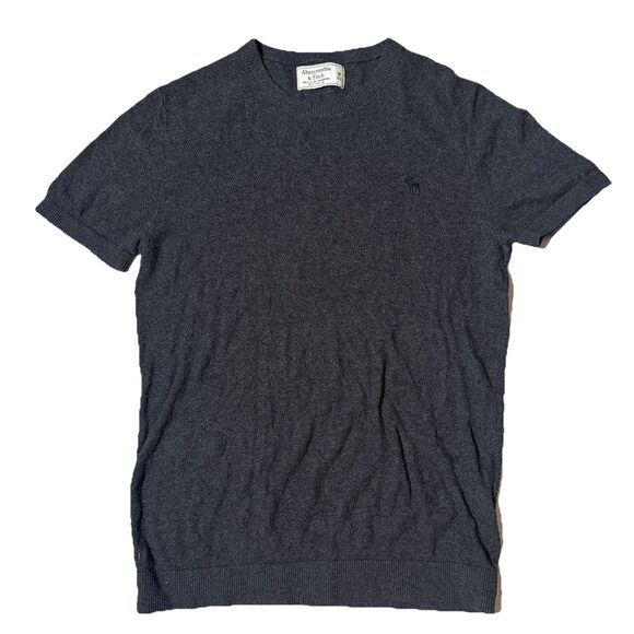 A&F Moose Logo Textured Crew Short Sleeve Knit Shirts Lot of Two M Blue Gray - Picture 3 of 7